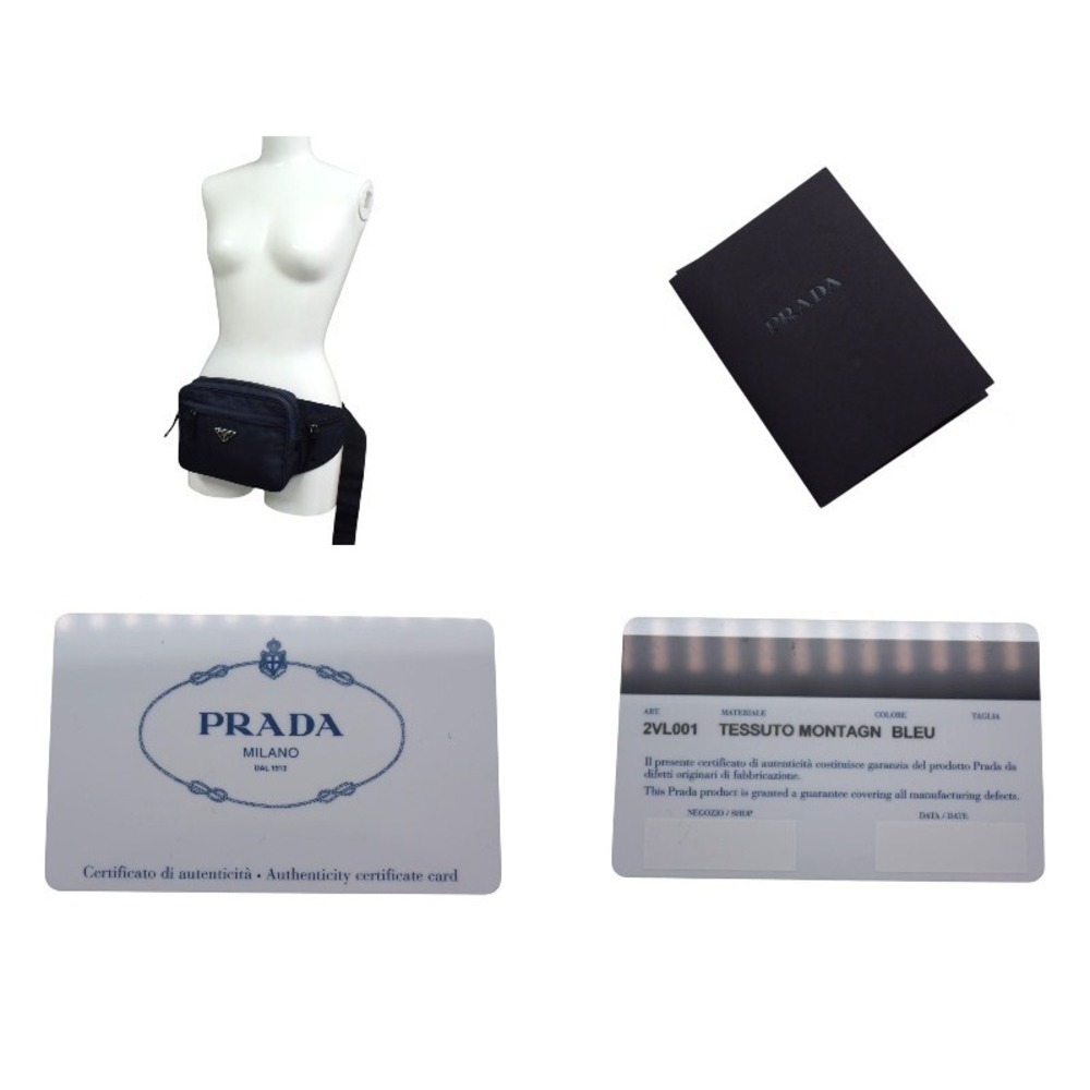 Prada Logo Blue Triangle Shoulder Waist Black Navy Bag - Picture 9 of 9